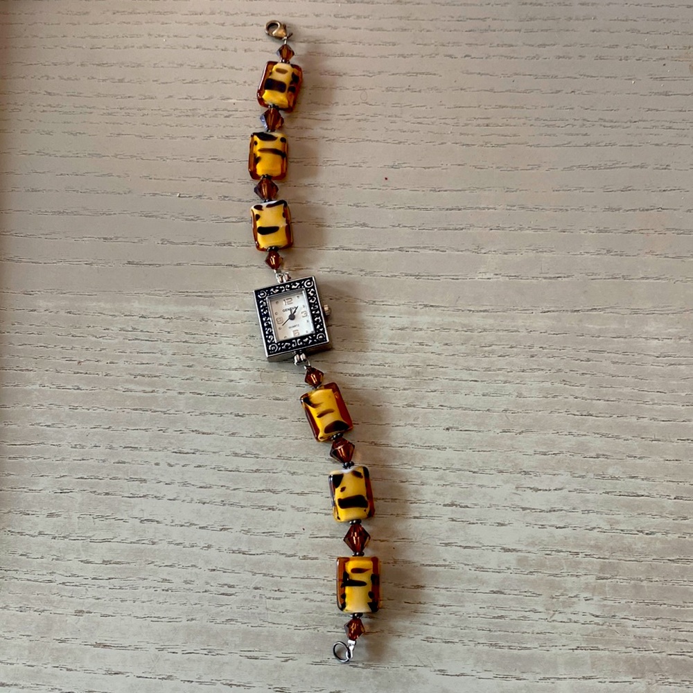 Genova Quartz Women’s Watch Tiger Stripe Bead Band